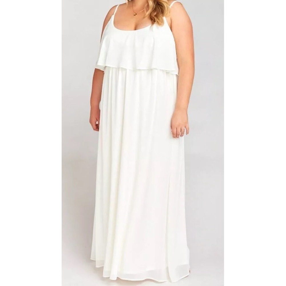 Show Me Your Mumu Weddings Party Maxi Dress Womens 2X Caitlin Ruffle Cream White - Picture 2 of 8